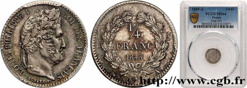 LOUIS-PHILIPPE I
Type : 1/4 franc Louis-Philippe 
Date : 1845 
Mint name / Town ...