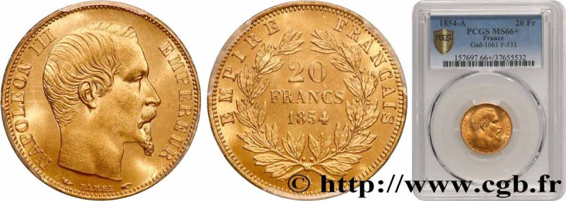 SECOND EMPIRE
Type : 20 francs or Napoléon III, tête nue 
Date : 1854 
Mint name...