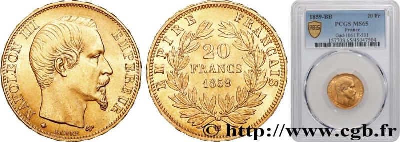 SECOND EMPIRE
Type : 20 francs or Napoléon III, tête nue 
Date : 1859 
Mint name...