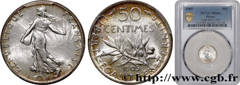 III REPUBLIC
Type : 50 centimes Semeuse 
Date : 1905 
Mint name / Town : Paris 
...