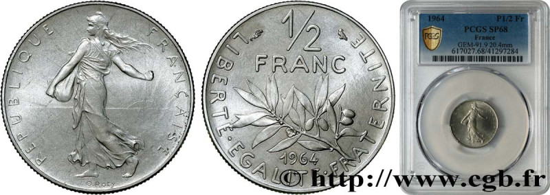 V REPUBLIC
Type : Pré-série d'un 1/2 franc Semeuse, grand module 
Date : 1964 
M...