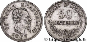 ITALY - KINGDOM OF ITALY - VICTOR-EMMANUEL II
Type : 50 Centesimi 
Date : 1867 
Mint name / Town : Turin 
Quantity minted : 396231 
Metal : silver 
Mi...