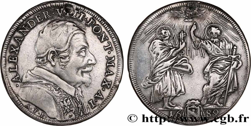 ITALY- PAPAL STATES - ALEXANDER VIII (Pietro Vito Ottoboni)
Type : Teston an I 
...