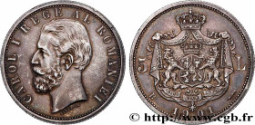 ROMANIA
Type : 5 Lei Charles Ier 
Date : 1901 
Mint name / Town : Bucarest 
Metal : silver 
Millesimal fineness : 900  ‰
Diameter : 37  mm
Orientation...