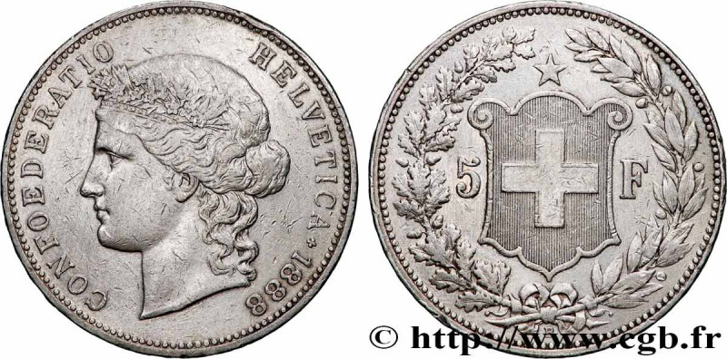 SWITZERLAND
Type : 5 Francs Helvetia buste 
Date : 1888 
Mint name / Town : Bern...
