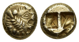 LYDIAN KINGDOM. Alyattes-Croesus (ca. 610-546 BC). EL sixth stater or hecte (10mm, 2.21 g). Sardes. Head of roaring lion right, radiate globule ("risi...