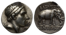 SELEUKID KINGS OF SYRIA. Antiochos III ‘the Great’, 223-187 BC. Drachm (17mm, 4 g), Apameia on the Orontes (?), circa 212. Diademed head of Antiochos ...