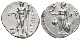 PAMPHYLIA Side Circa 370/360 BC AR . Stater (20.5mm, 10.64 g) Apollo standing left by altar, holding patera and branch; eagle at feet to right. // Ath...