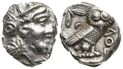 ATTICA. Athens. AR Tetradrachm (23mm, 17.1 g), ca. 440-404 B.C. Helmeted head of Athena right; Reverse: Owl standing head facing, olive sprig and cres...