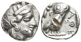ATTICA. Athens. AR Tetradrachm (23mm, 17.11 g), ca. 440-404 B.C. Helmeted head of Athena right; Reverse: Owl standing head facing, olive sprig and cre...