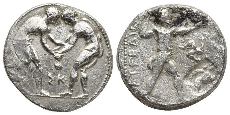 PAMPHYLIA, Aspendos. Circa 380/75-330/25 BC. AR Stater (22mm, 10.5 g) Two wrestl...