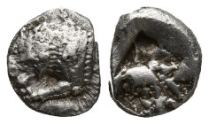 CARIA, Mylasa(?). Circa 520-490 BC. AR Hekte – Sixth Stater (10mm, 1.8 g). Forepart of lion left / Incuse square.