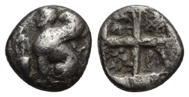 ISLANDS of IONIA, Chios. Circa 400-380 BC. AR Hemidrachm (11mm, 1.65 g). Sphinx seated left; to left, grape bunch above amphora; all set on circular c...