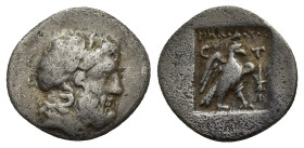 CARIA, Stratonikeia. 166-88 BC. AR Hemidrachm (13mm, 1.23 g). Laureate head of Zeus / Eagle within shallow incuse square. Thunderbolt right. C T.