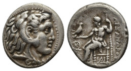 MACEDONIAN KINGDOM. Alexander III the Great (336-323 BC). AR drachm (17mm, 4.1 g). Posthumous issue of Sardes, under Antigonus I Monophthalmus, as Str...
