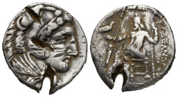 KINGS of MACEDON. Alexander III ‘the Great’. 336-323 BC. AR Tetradrachm uncertain mint. Head of Herakles right, wearing lion skin / Zeus Aëtophoros se...