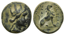 GALATIA, Pessinos. Late 1st century BC. Æ (16mm, 4.6 g). Turreted head of Tyche right / Lion seated right.