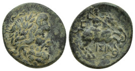 PISIDIA, Isinda. Circa 1st century BC. Æ (20mm, 6.5 g). Laureate head of Zeus right / Horseman right; C at left.