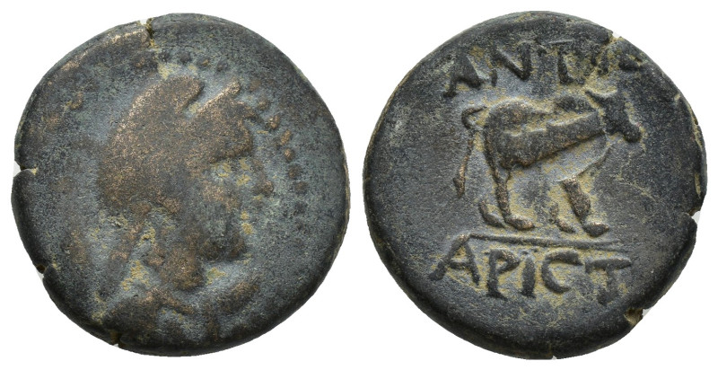 PISIDIA. Antioch. Ae (19mm, 7.2 g) (1st century BC). Arist-, magistrate. Obv: Dr...