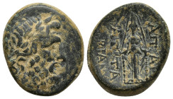 PHRYGIA. Apameia. Ca. 2nd-1st Centuries BC. AE (22mm, 8.5 g). Attalus and Bianorus, magistrates. Laureate head of Zeus right / AΠΑΜΕ / ATTAΛ / BIAN, A...