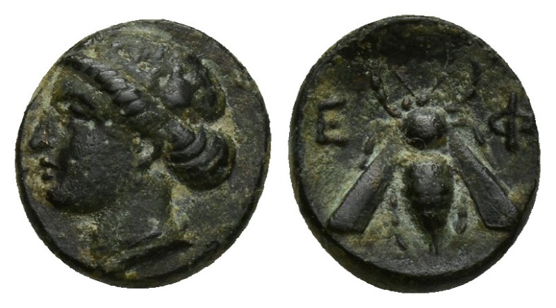 IONIA, Ephesos. Circa 375 BC. Æ (10mm, 1.1 g). Head of female left / Bee.