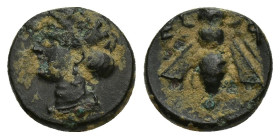 IONIA. Ephesos. Ae (10mm, 1.4 g) (Circa 375-325 BC). Obv: Turreted head of female left Rev: E - Φ. Bee.
