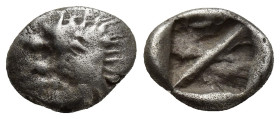 CARIA, Mylasa(?). Circa 520-490 BC. AR Hekte – Sixth Stater (11mm, 1.6 g). Forepart of lion left / Incuse square.