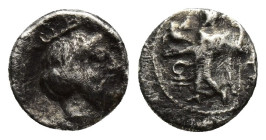 CILICIA. Tarsos. Tiribazos, satrap of Lydia, 388-380 BC. Obol (9mm, 0.8 g). Head of Ahura-Mazda to right, wearing crown. Rev. &#67669;&#67667;&#67652;...