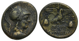 Phrygia, Apameia, c. 100-50 BC. Æ (22mm, 7.8 g). Phainippos, magistrate. Bust of Athena r., wearing high-crested Corinthian helmet. R/ Eagle alighting...