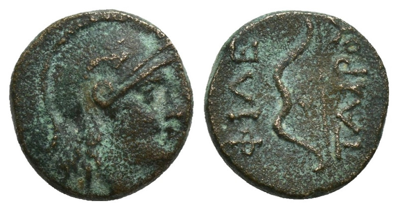 MYSIA Pergamon. Philetairos 282-263 BC. AE (12mm, 1.9 g) Head of Athena to right...