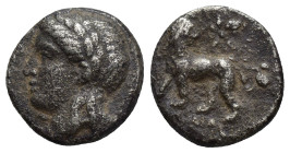 MILETOS. Ionia. Late 4th-mid 3rd Century B.C. Drachm. (14mm, 3.6 g) Laureate head of Apollo l. with long hair. Rv. Lion standing l., head turned, star...