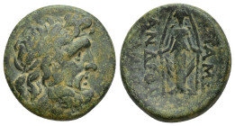 PHRYGIA, Apameia. Circa 100-50 BC. Æ (20mm, 7.6 g). Andron..., son of Alki..., magistrate. Laureate head of Zeus right / Cult statue of Artemis Anaïti...