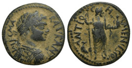 Pisidia, Antiochia, Caracalla 198-217 AD, AE (22mm, 6 g) Laureate, draped and cuirassed bust of Caracalla, seen from behind, righ Men standing right, ...
