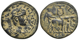 Cilicia. Ninika-Klaudiopolis . Maximinus I Thrax AD 235-238. Bronze Æ (27mm, 10.8 g). Laureate and cuirassed bust right, slight drapery / Founder plow...