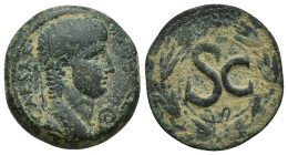 SYRIA, Seleucis and Pieria. Antioch. Nero. AD 54-68. Æ Semis (21mm, 6.8 g). Laureate head right; lituus below chin / S C within circle within laurel w...