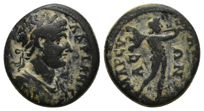 Phrygia, Apameia. Hadrian. A.D. 117-138. Æ (17mm, 4.4 g). AV KAI [TP] AΔPIANOC, ...