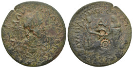 PISIDIA, Sagalassus. Claudius II. 268-270 AD. Æ (34mm, 16.2 g). Laureate, draped and cuirassed bust right; I before / Demos and Boule standing facing ...