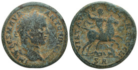Pisidia, Antioch. Caracalla (198-217). Æ (32mm, 21.1 g). Laureate head r. R/ Emperor on horseback r., spearing fallen enemy.