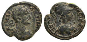 LYCAONIA. Iconium. Hadrian (117-138). Ae. (18mm, 3.9 g) Obv: ΑΔΡΙΑΝΟС ΚΑΙСΑΡ. Laureate, draped and cuirassed bust of Hadrian right. Rev: ΚΛΑVΔЄΙΚΟΝΙЄω...