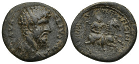 Pisidia(?), Antioch, Lucius Verus Æ (22mm, 6.6 g). AD 161-169. L AVRELIVS CAISA, bare-headed, draped and cuirassed bust to right / A CH A•ANTONEIN[......