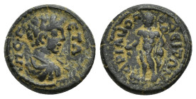 Phrygia, Hadrianopolis-Sebaste. Geta as Caesar (198-209 AD). AE. (14mm, 2.2 g) Obv: Π C ΓΕΤΑC. Laureate draped and cuirassed bust of Geta, right. Rev:...