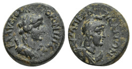 Caria. Trapezopolis. Pseudo-autonomous issue. Time of Septimius Severus to Gallienus AD 193-268. Bronze Æ (15mm, 4 g) Obv: KΛAVΔIOC OPONTHC. Laureate ...