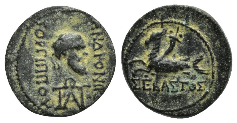 CARIA. Trapezopolis. Augustus (27 BC-14 AD). Ae. (14mm, 2.3 g) Andronikos Gorgip...