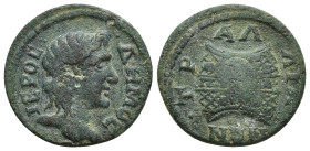 LYDIA. Tralles. Pseudo-autonomous. Time of Valerian I (253-260). Ae. (22mm, 5.2 g) Obv: IEPOC ΔHMOC. Head of Demos right, wearing taenia. Rev: ΤΡΑΛΛΙΑ...