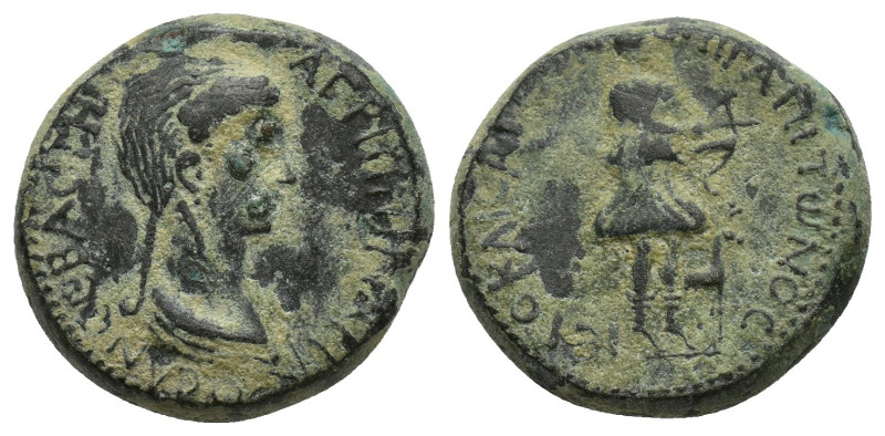 LYDIA. Hierocaesarea. Agrippina II (50-59). Ae. (18mm, 7.8 g) Obv: AΓPIΠΠINAN ΘЄ...