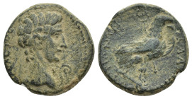 PHRYGIA, Amorium. Augustus. 27 BC-AD 14. Æ (18.5mm, 5.2 g). Kallippos Alexandrou, magistrate. Bare head right; lituus to right / Eagle standing right ...