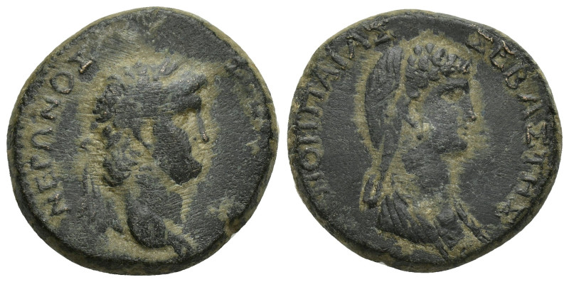 Galatia, Koinon of Galatia. Nero, with Poppaea. A.D. 54-68. AE (24mm, 13.1 g). C...