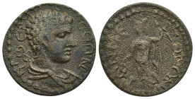 Pisidia. Termessos circa AD 200. Bronze Æ (25mm, 9.7 g). TЄPMHCCЄΩΝ. Bareheaded and draped bust of Hermes right, with caduceus over shoulder / ΤΩΝ ΜЄΙ...