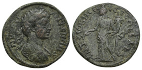 Pisidia, Antiochia. Caracalla. A.D. 198-217. AE (23mm, 5.4 g). ANTONINVS PIVS AVG, laureate, draped, and cuirassed youthful bust of Caracalla right, s...