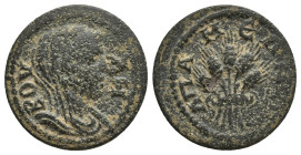 PHRYGIA. Apamea. Pseudo-autonomous. Time of Elagabalus (218-222). Ae. (20mm, 5 g) Obv: ΒΟVΛΗ. Veiled and draped bust of Boule right. Rev: ΑΠΑΜЄΩΝ. Bun...